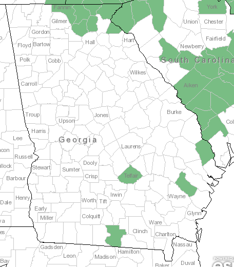 The range of Baptisia tinctoria